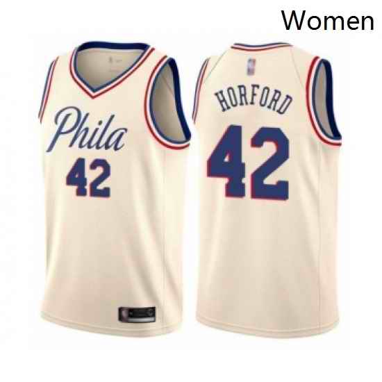 Womens Philadelphia 76ers 42 Al Horford Swingman Cream Basketball Jersey City Edition